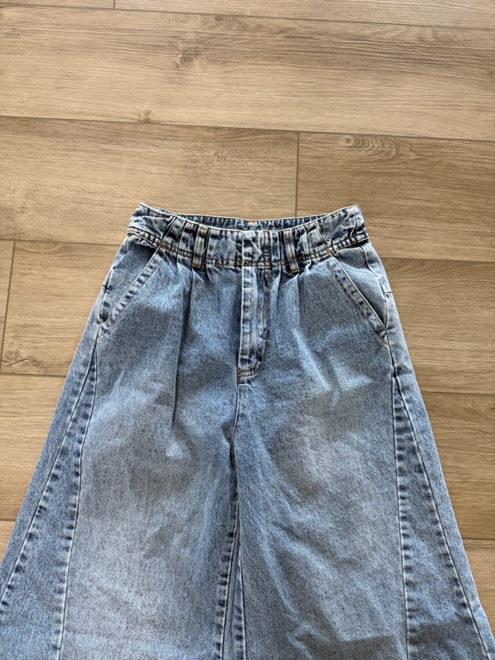 MABLE | Women's Wide Leg Pleated Denim Pants Light Wash High Rise Boho Anthro S - Picture 6 of 10
